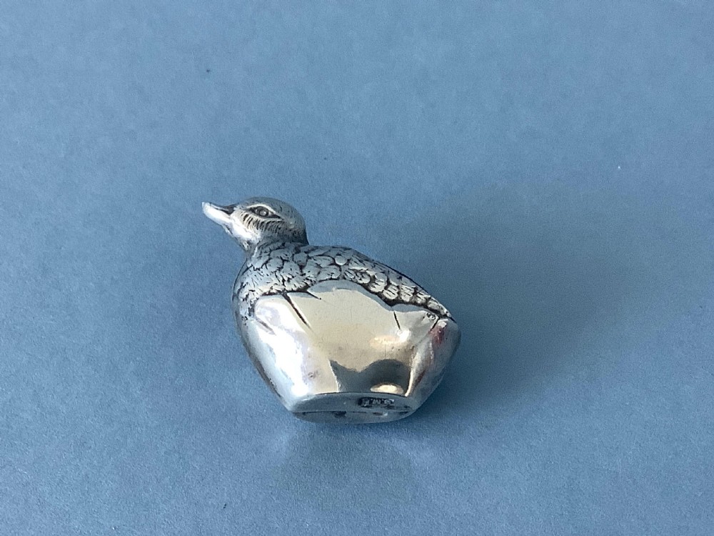 Antique Silver Novelty Duckling Pin Cushion View III
