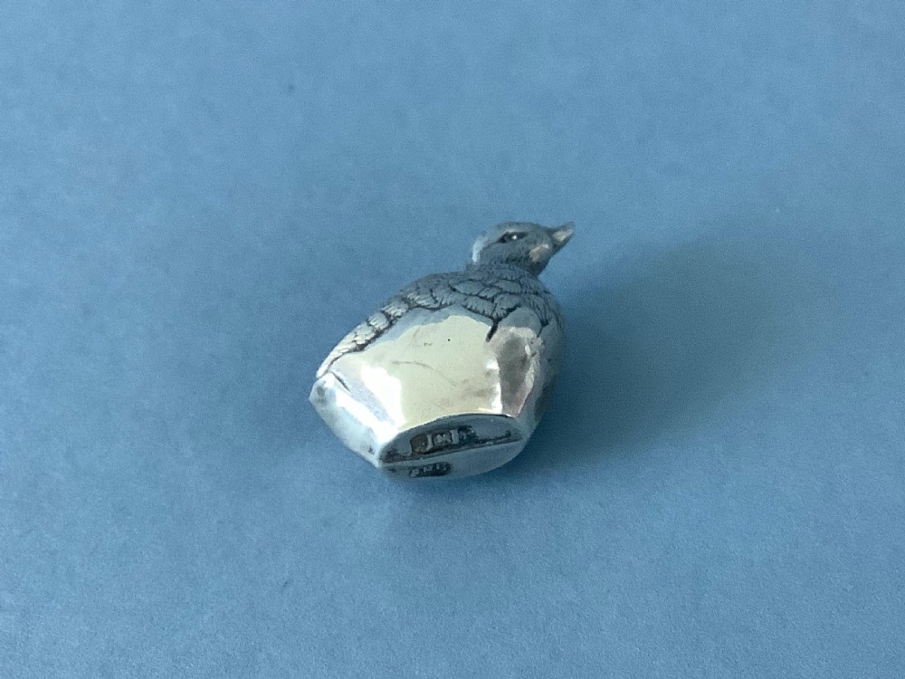 Antique Silver Novelty Duckling Pin Cushion View V