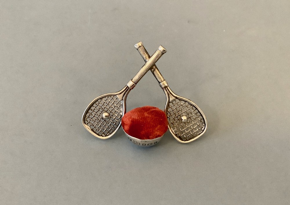 Antique Silver Tennis Racquet Pin Cushion