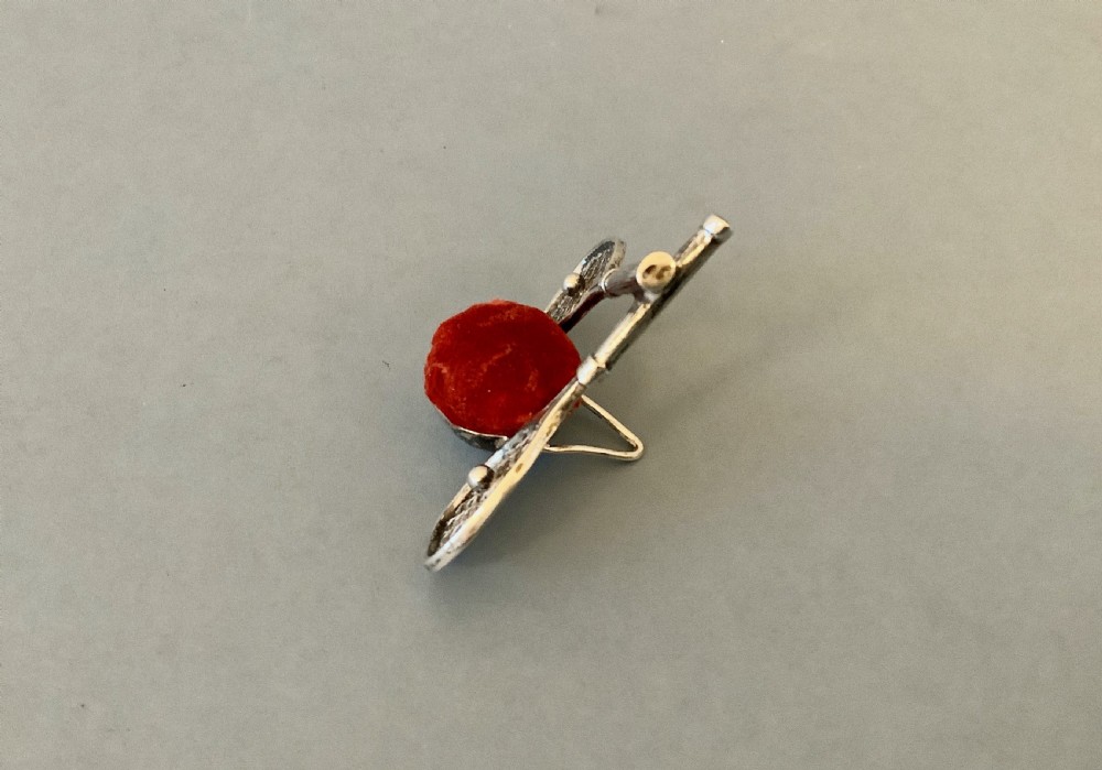 Antique Silver Tennis Racquet Pin Cushion View III