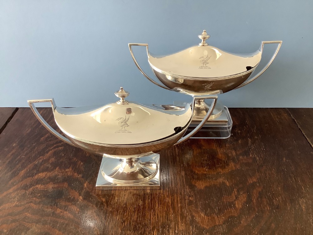 Pair of Antique Georgian Silver Sauce Tureens 1796