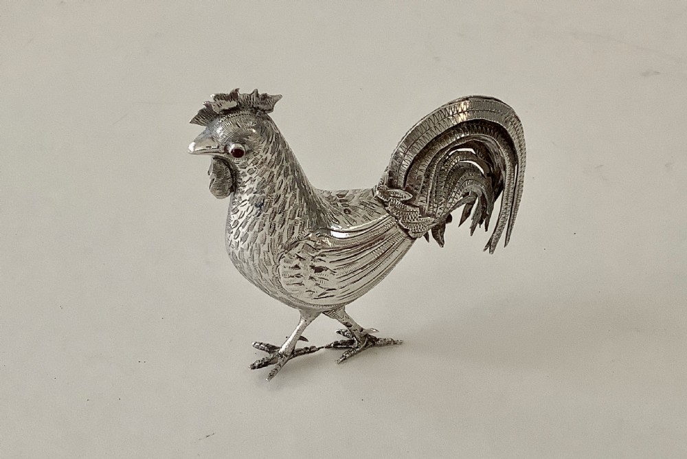 Victorian Silver Novelty Cockerel Snuff Box 1890