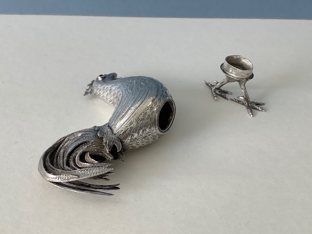 Victorian Silver Novelty Cockerel Snuff Box 1890 View VI