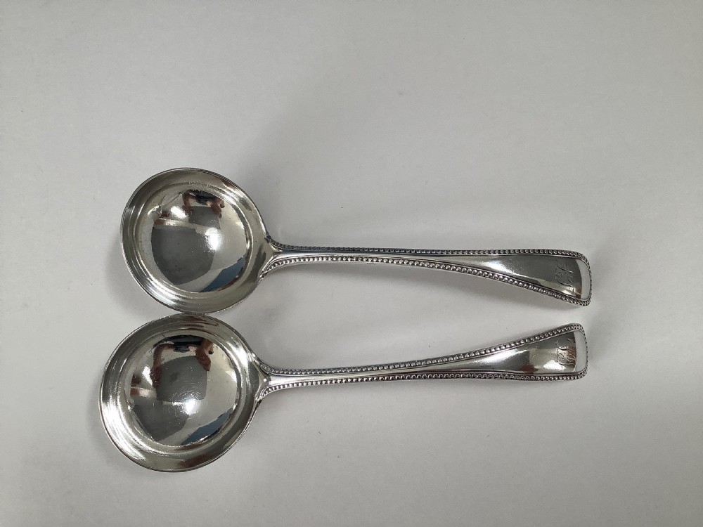 Pair of Antique Victorian Solid Silver Ladles 1895 View II