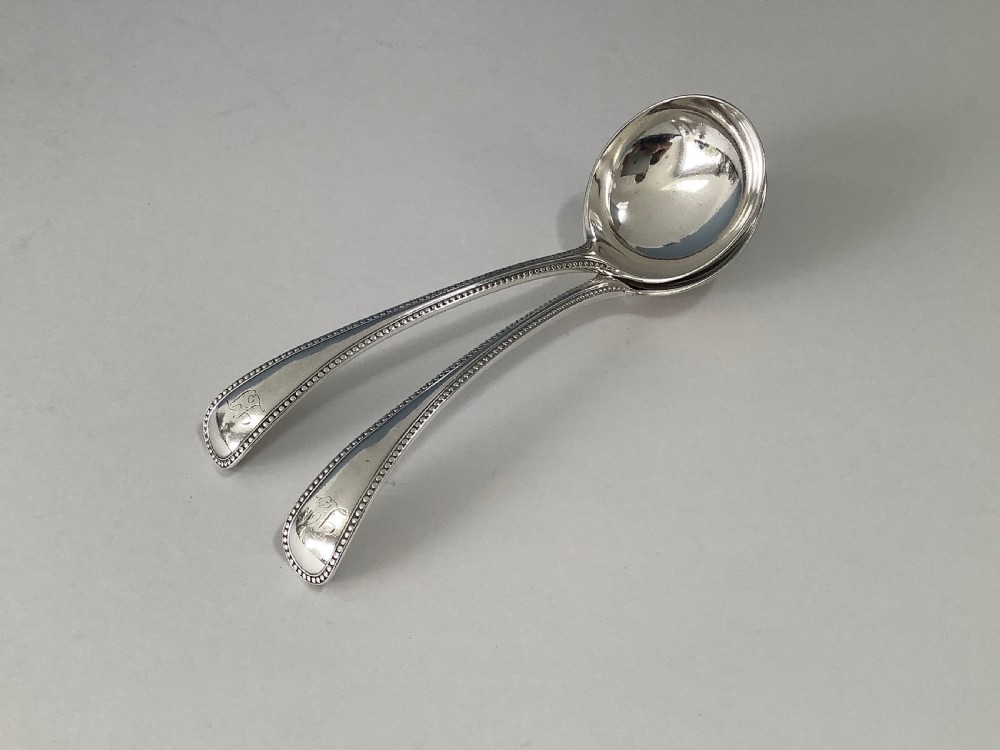 Pair of Antique Victorian Solid Silver Ladles 1895 View V