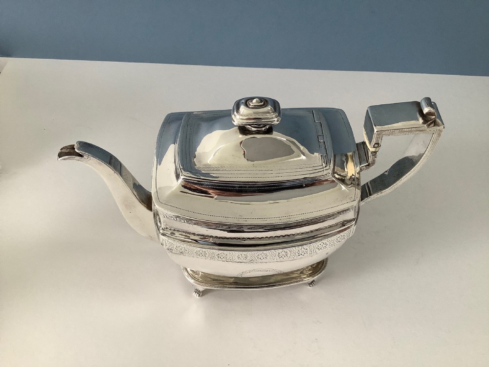 Georgian Solid Silver Teapot and Stand 1807 View VI
