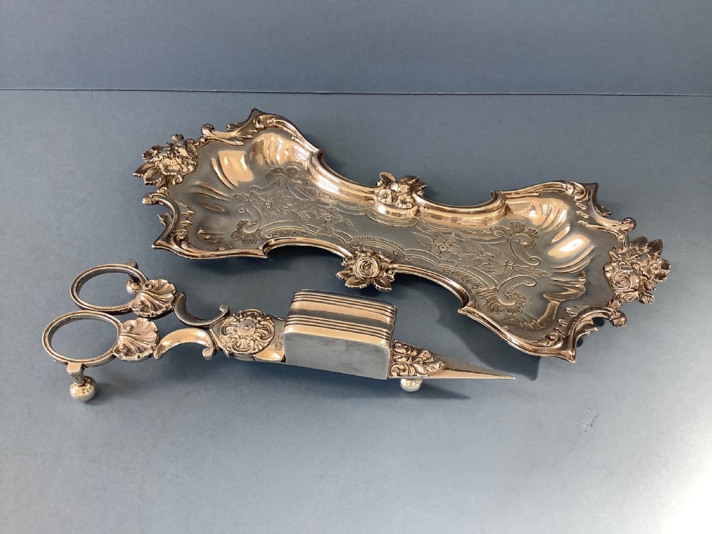 Georgian Old Sheffield Plate Candle Snuffers and Tray