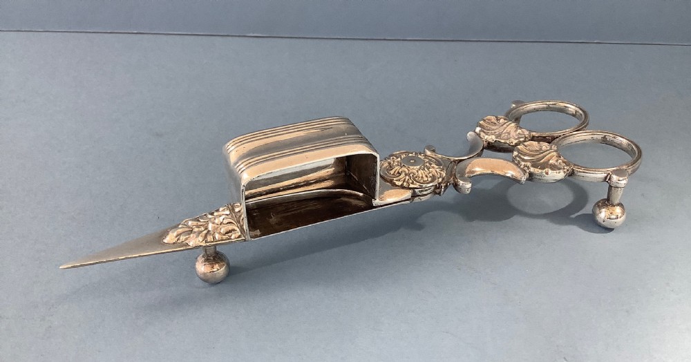Georgian Old Sheffield Plate Candle Snuffers and Tray View IV
