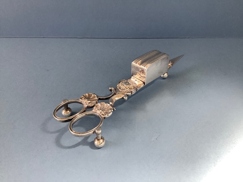 Georgian Old Sheffield Plate Candle Snuffers and Tray View V
