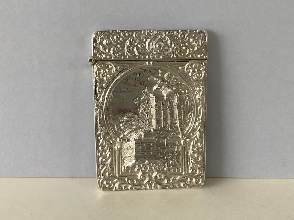 Antique Edwardian Silver Castle Top Card Case