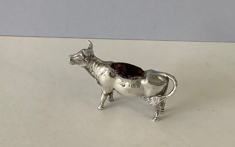 Antique Silver Novelty Pin Cushion - Cow View VI