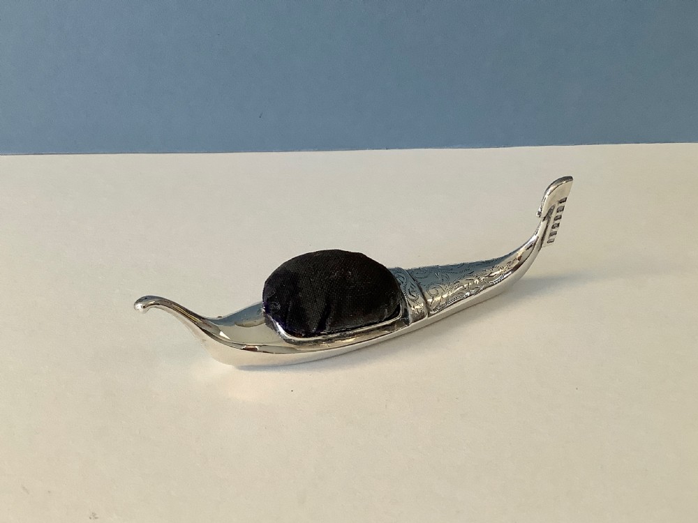 Antique Solid Silver Pin Cushion - Gondola
