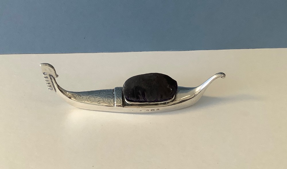 Antique Solid Silver Pin Cushion - Gondola View IV