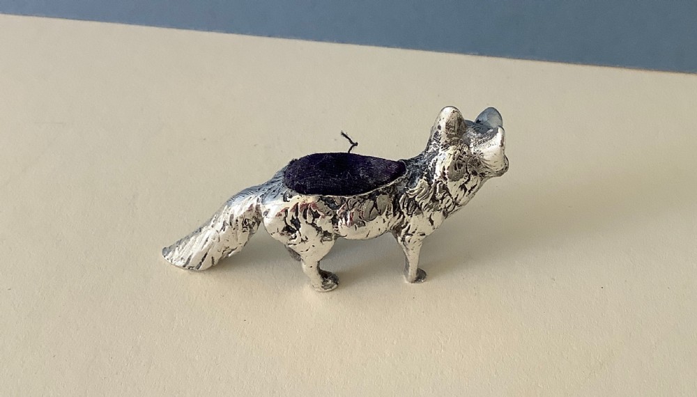 Antique Edwardian Silver Pin Cushion - Fox View II