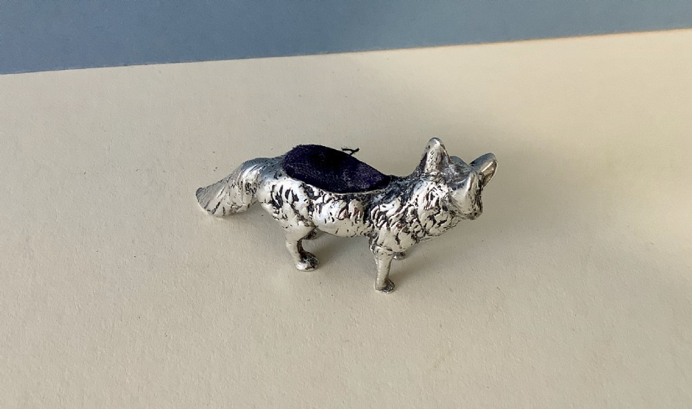 Antique Edwardian Silver Pin Cushion - Fox View VI