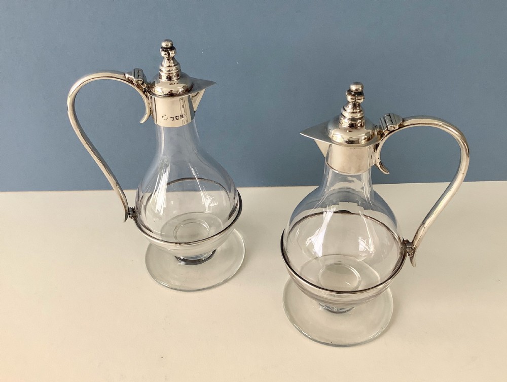 Pair of Antique Silver Mounted Claret Wine Jugs View II