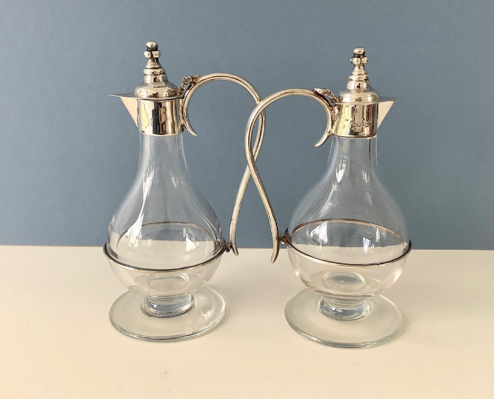 Pair of Antique Silver Mounted Claret Wine Jugs View V