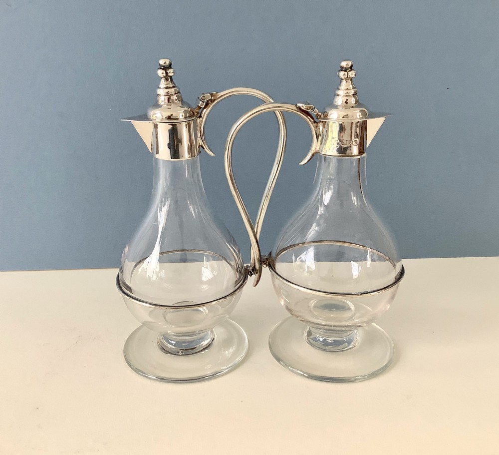 Pair of Antique Silver Mounted Claret Wine Jugs View X