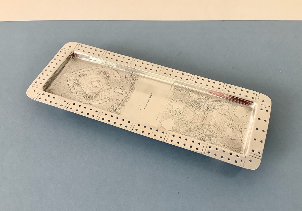 Antique Victorian Solid Silver Cribbage Board