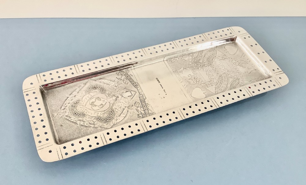 Antique Victorian Solid Silver Cribbage Board View II