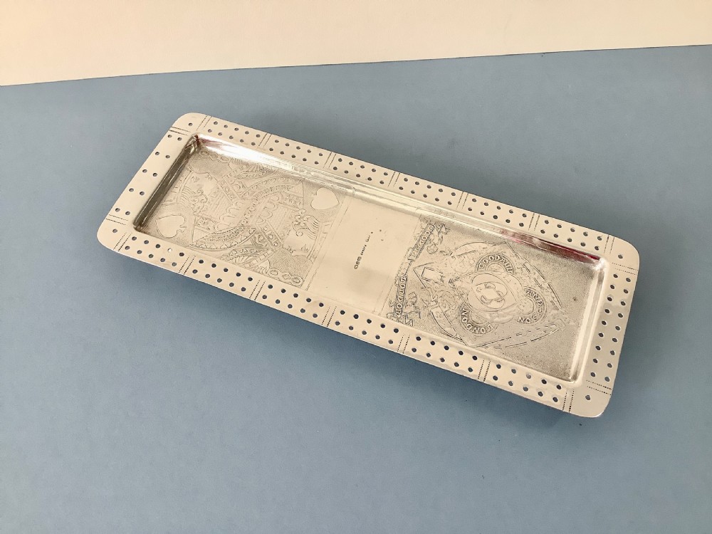 Antique Victorian Solid Silver Cribbage Board View V