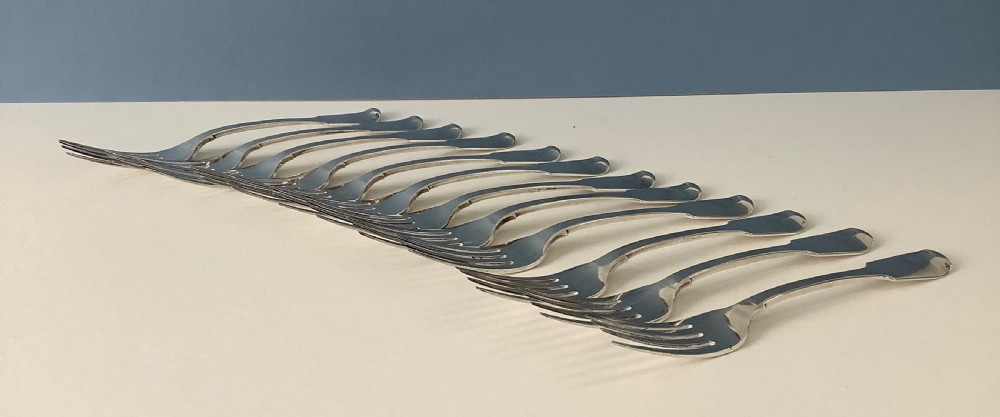 Set of Twelve York Silver Dinner Forks 1836 View VI
