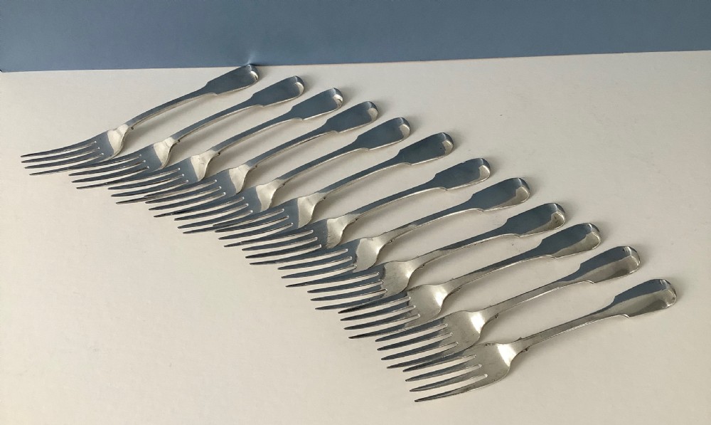 Set of Twelve York Silver Dinner Forks 1836