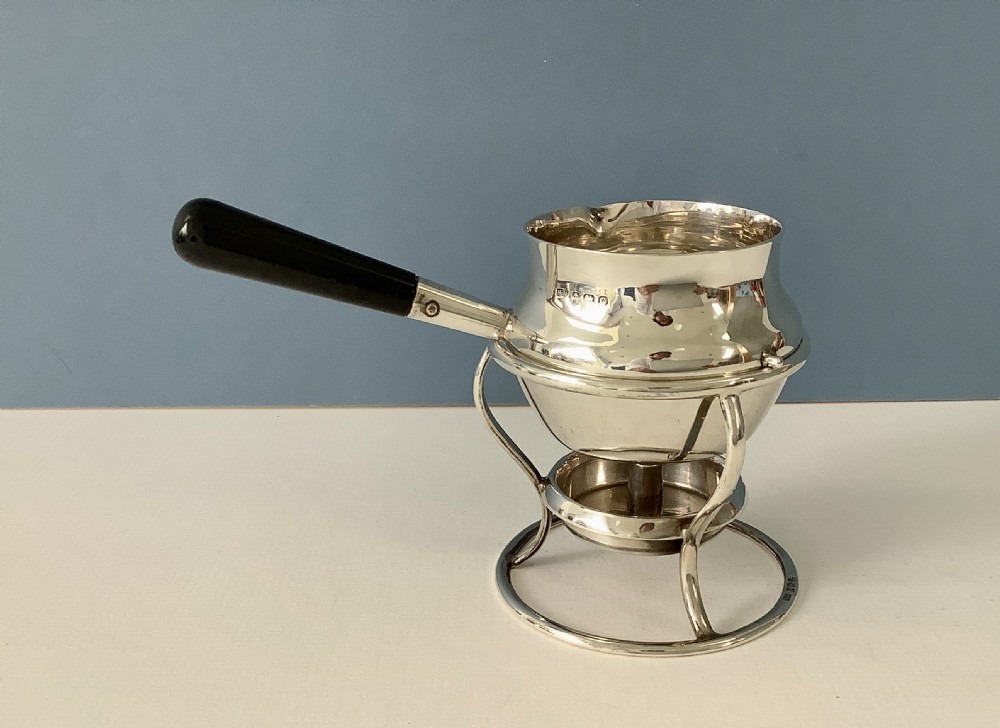 Antique Solid Silver Brandy Pan and Stand View VII