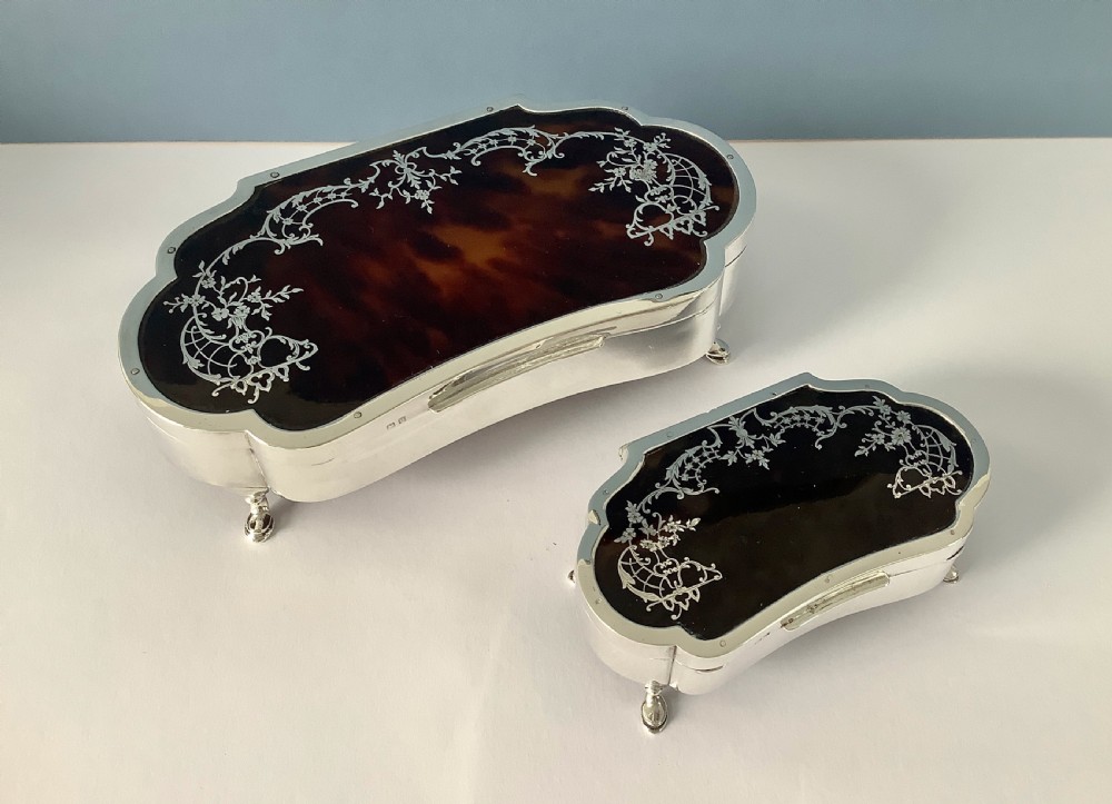 Fantastic Pair of Antique Silver Jewellery/Trinket Boxes