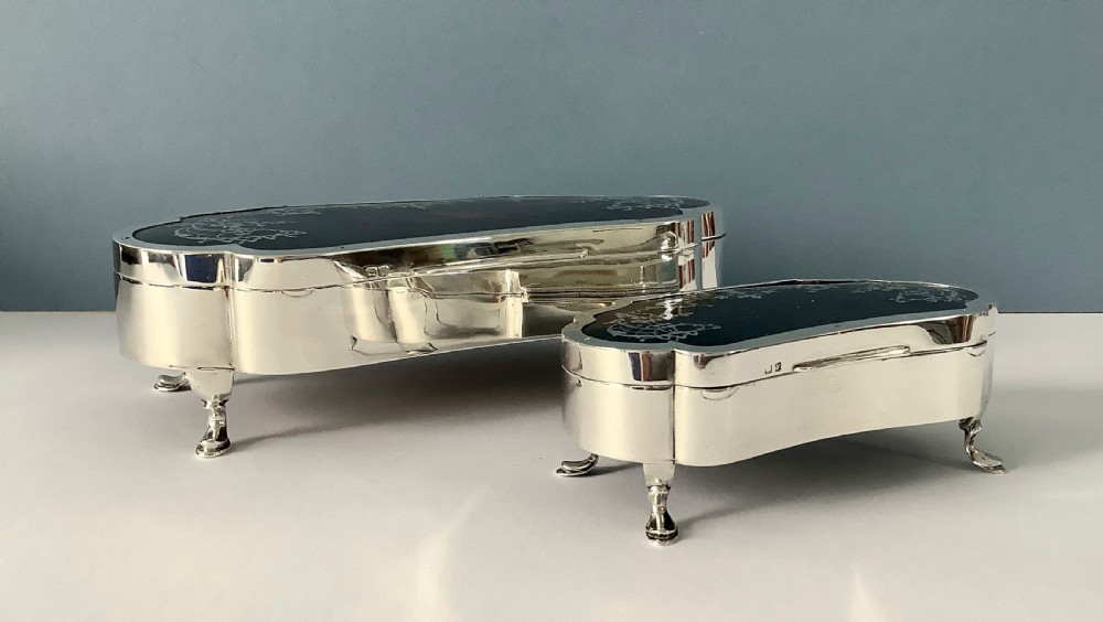 Fantastic Pair of Antique Silver Jewellery/Trinket Boxes View II