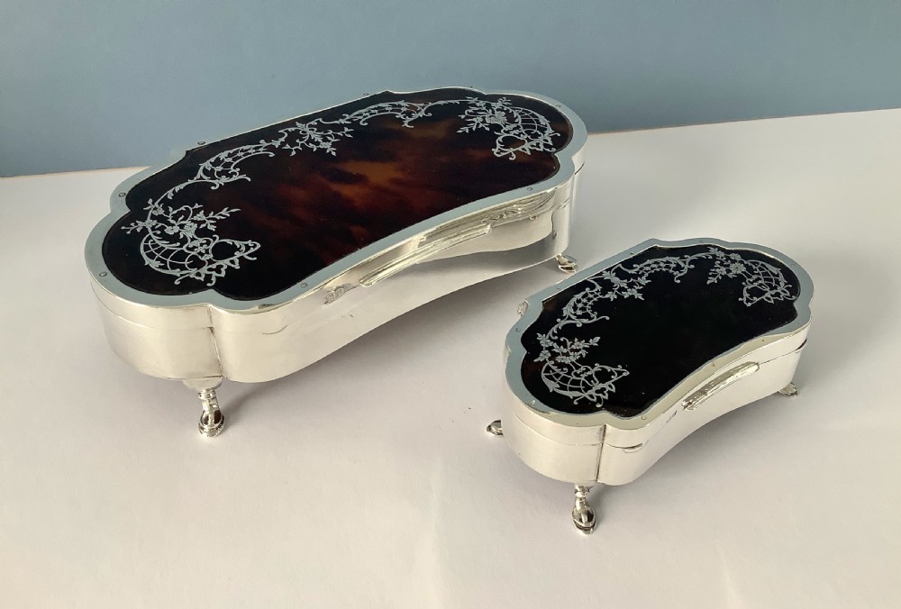 Fantastic Pair of Antique Silver Jewellery/Trinket Boxes View III