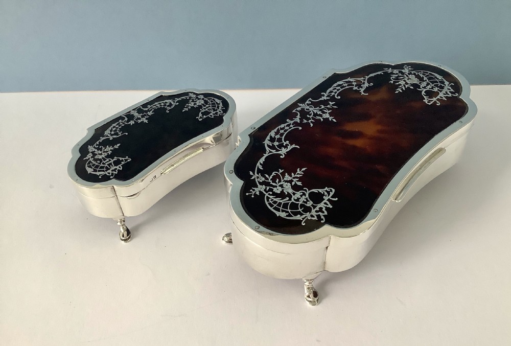 Fantastic Pair of Antique Silver Jewellery/Trinket Boxes View VIII