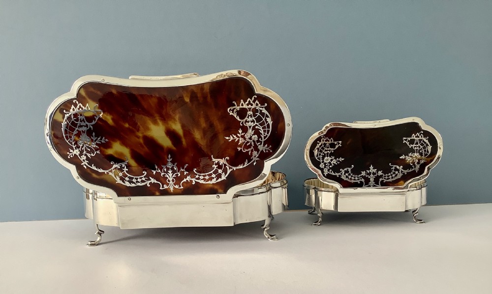 Fantastic Pair of Antique Silver Jewellery/Trinket Boxes View IX