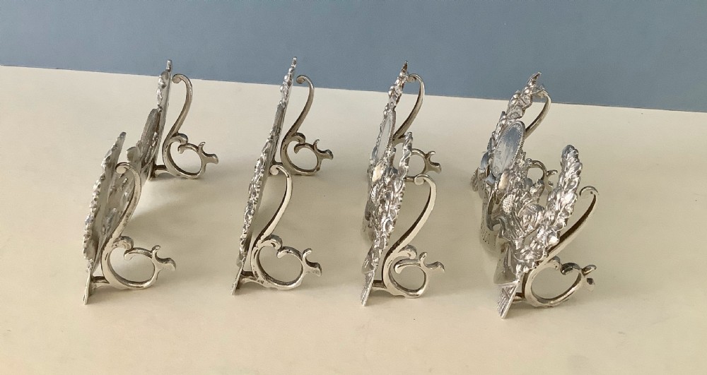 Royal Jubilee Set of 4 Antique Silver Menu Holders View II