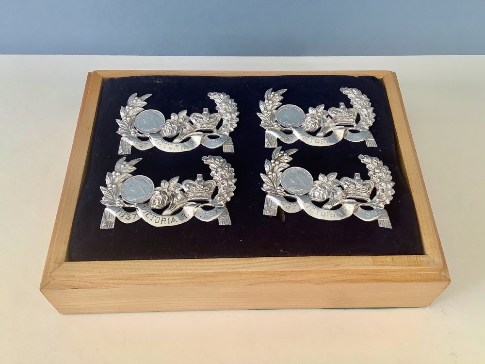 Royal Jubilee Set of 4 Antique Silver Menu Holders View V