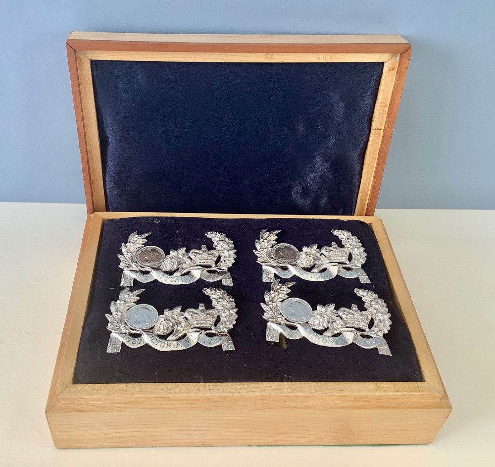 Royal Jubilee Set of 4 Antique Silver Menu Holders View VI