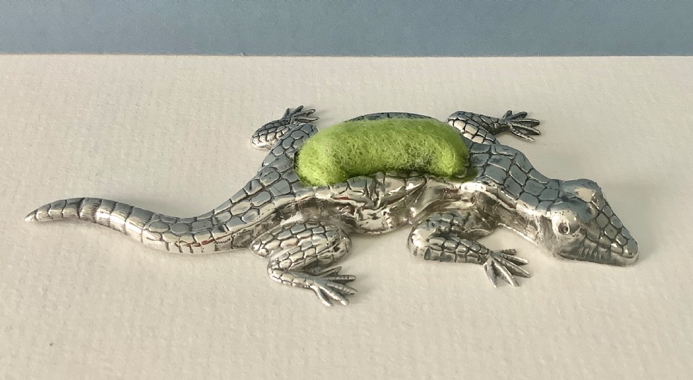 Antique Silver Pin Cushion - Lizard View VI