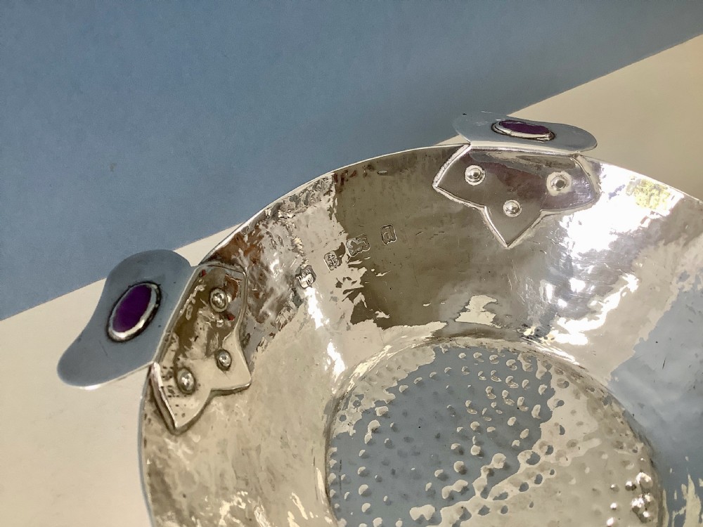 Antique Silver Arts & Crafts Hammered Bowl View III