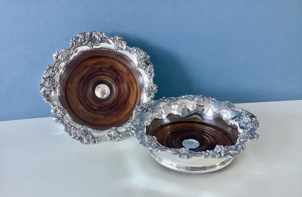 Pair of Regency Silver-Mounted Coasters