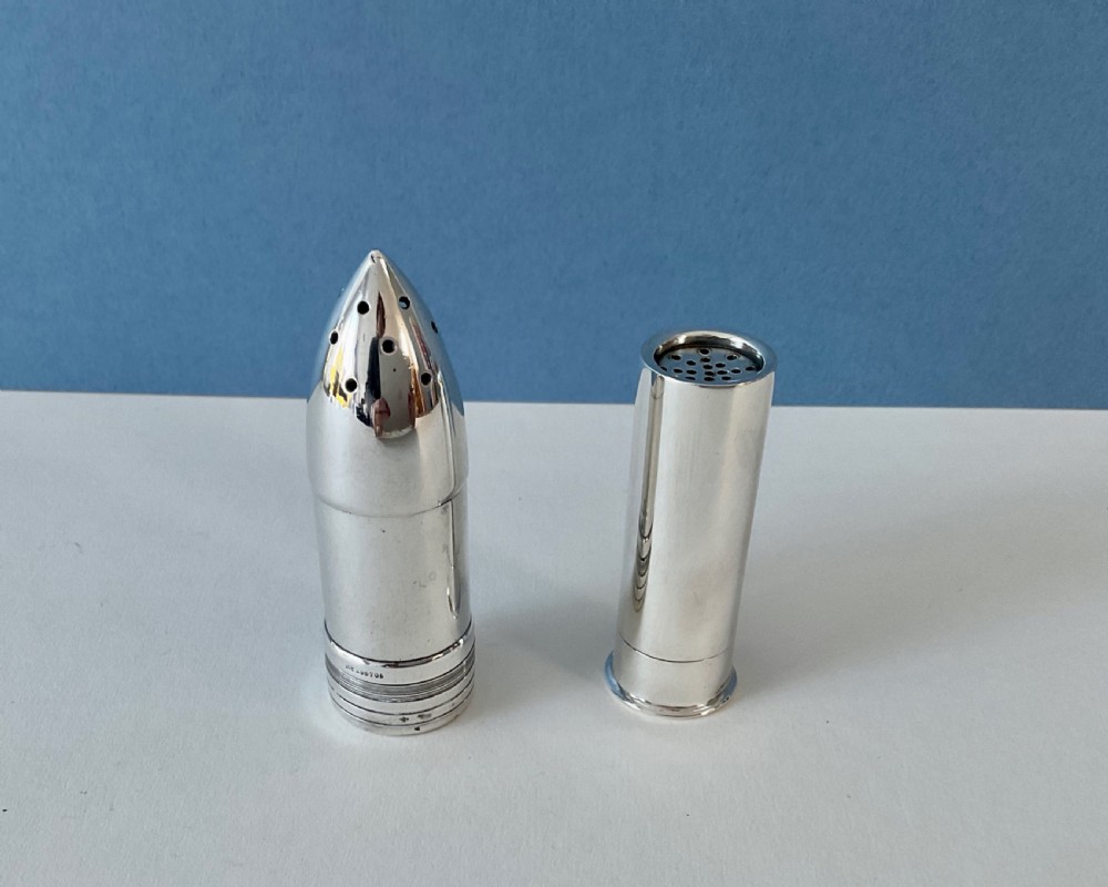 Antique Solid Silver Bullet and Cartridge Peppers View II