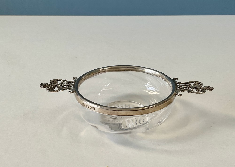 Antique Victorian Silver Topped Quaich/Bowl View II