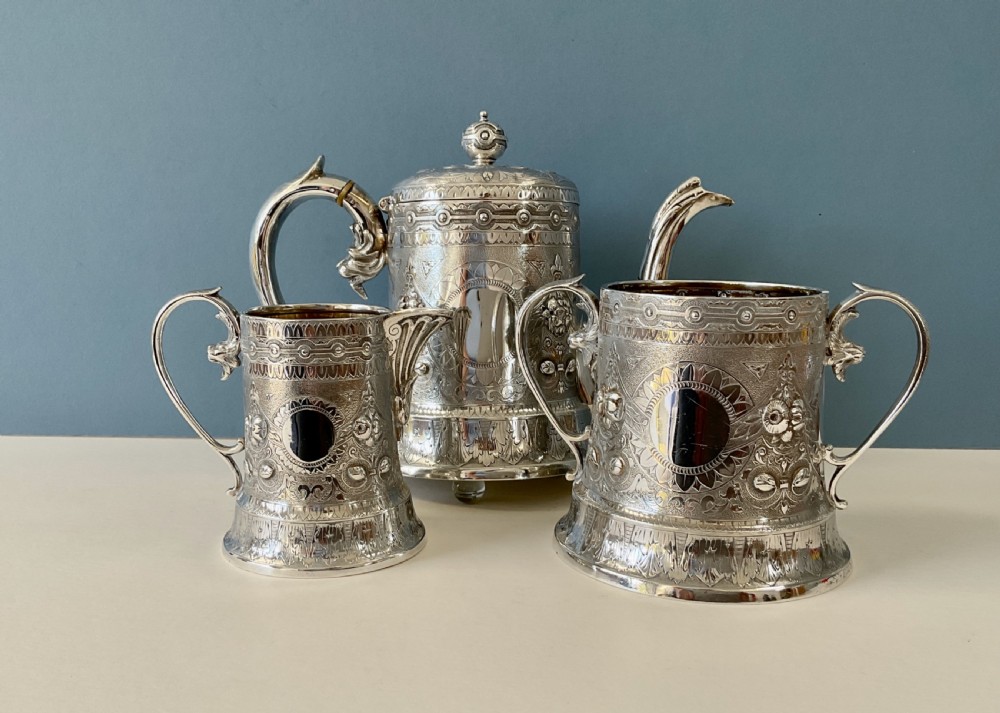Antique Scottish Silver Tea Set View XVI