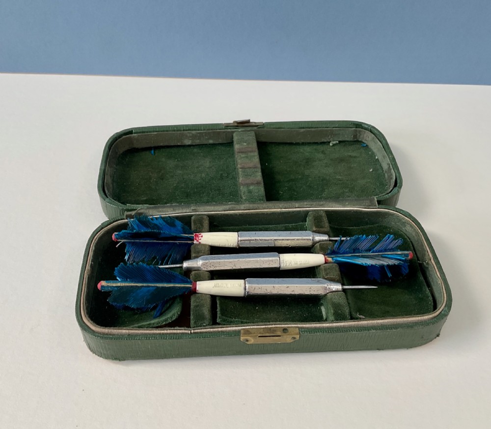Boxed Set of Antique Solid Silver Darts View II