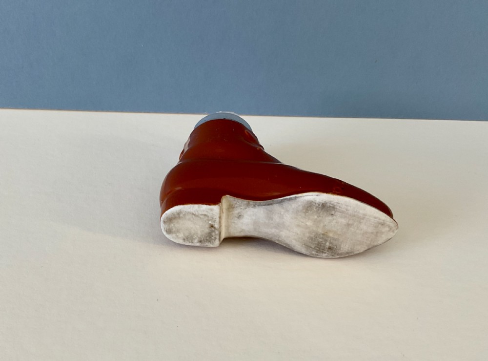 Antique Silver Rimmed Boot Pin Cushion View VI