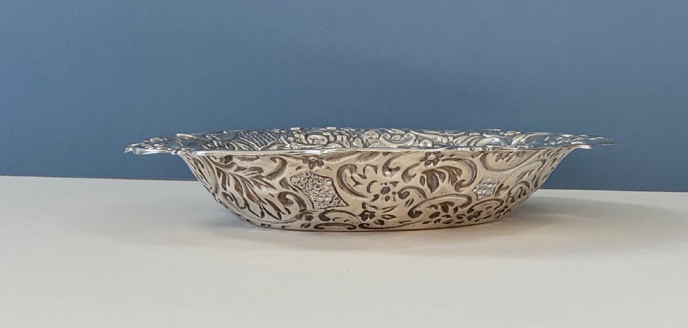Large Antique Edwardian Solid Silver Dish View VIII