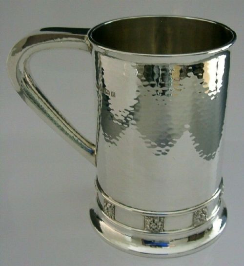 Superb Rare Solid Sterling Silver Arts and Crafts Pint Tankard a E Jones 342g