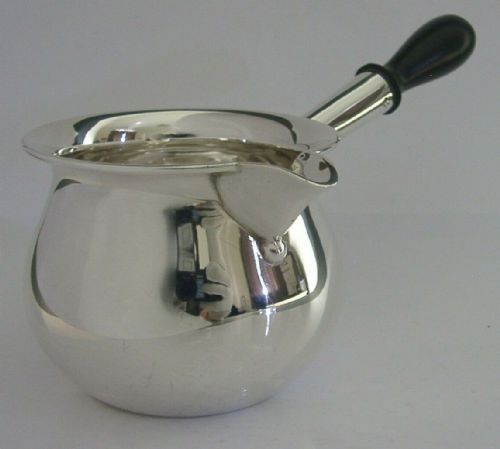 Quality English Solid Sterling Silver Brandy Pan 1930 Heavy 122g Barware Norwich