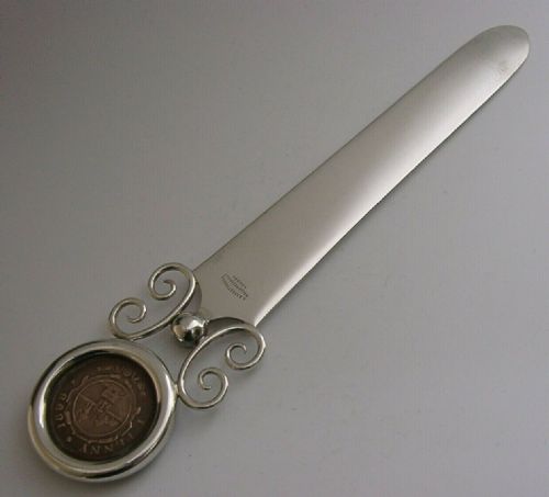 Rare Boer War English Solid Sterling Silver Letter Opener S Africa Coin 1898