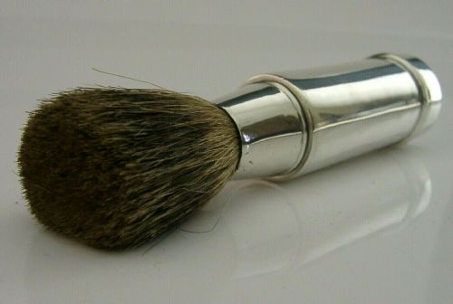 Rare English Solid Sterling Silver Travelling Shaving Brush 1908 Antique