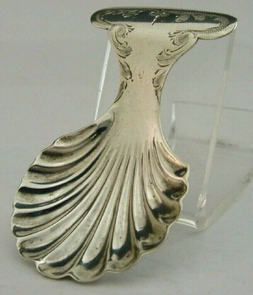 fig 1. ANTIQUE SOLID STERLING SILVER CADDY SPOON 1923 ENGLISH SUPERB